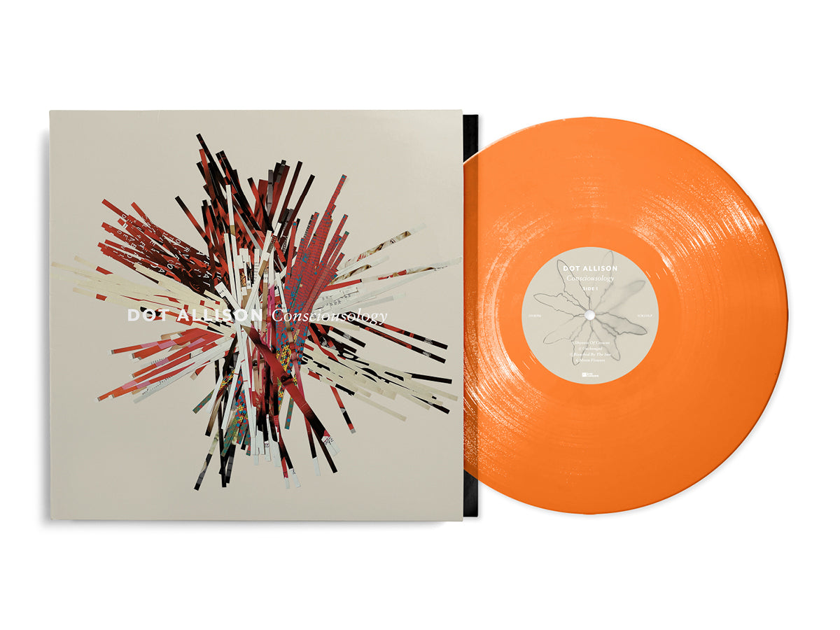Dot Allison's "Consciousology" vinyl record, cover and orange disc shown.