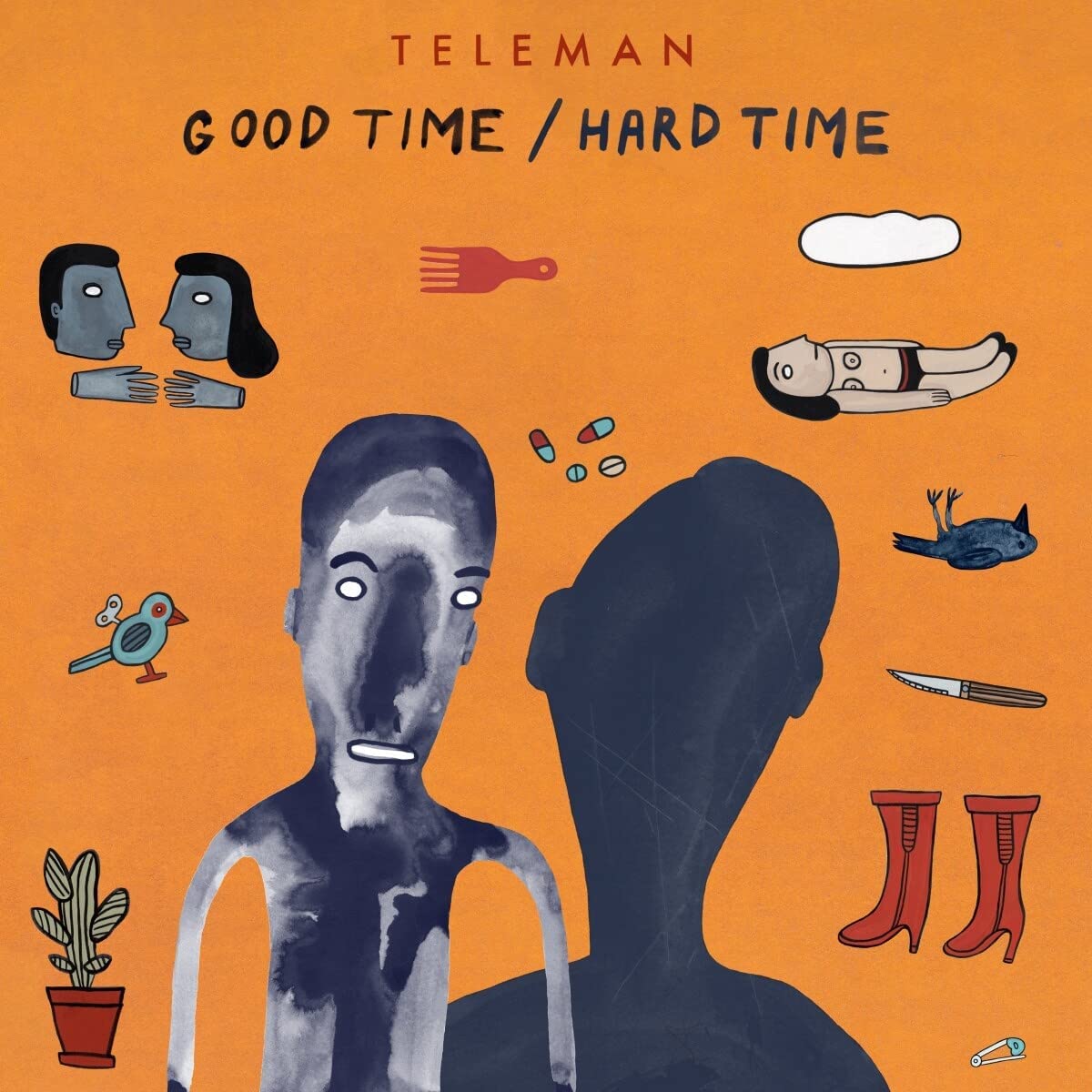 CD cover for Telemanās āGood Time/Hard Timeā with abstract illustrated figures.