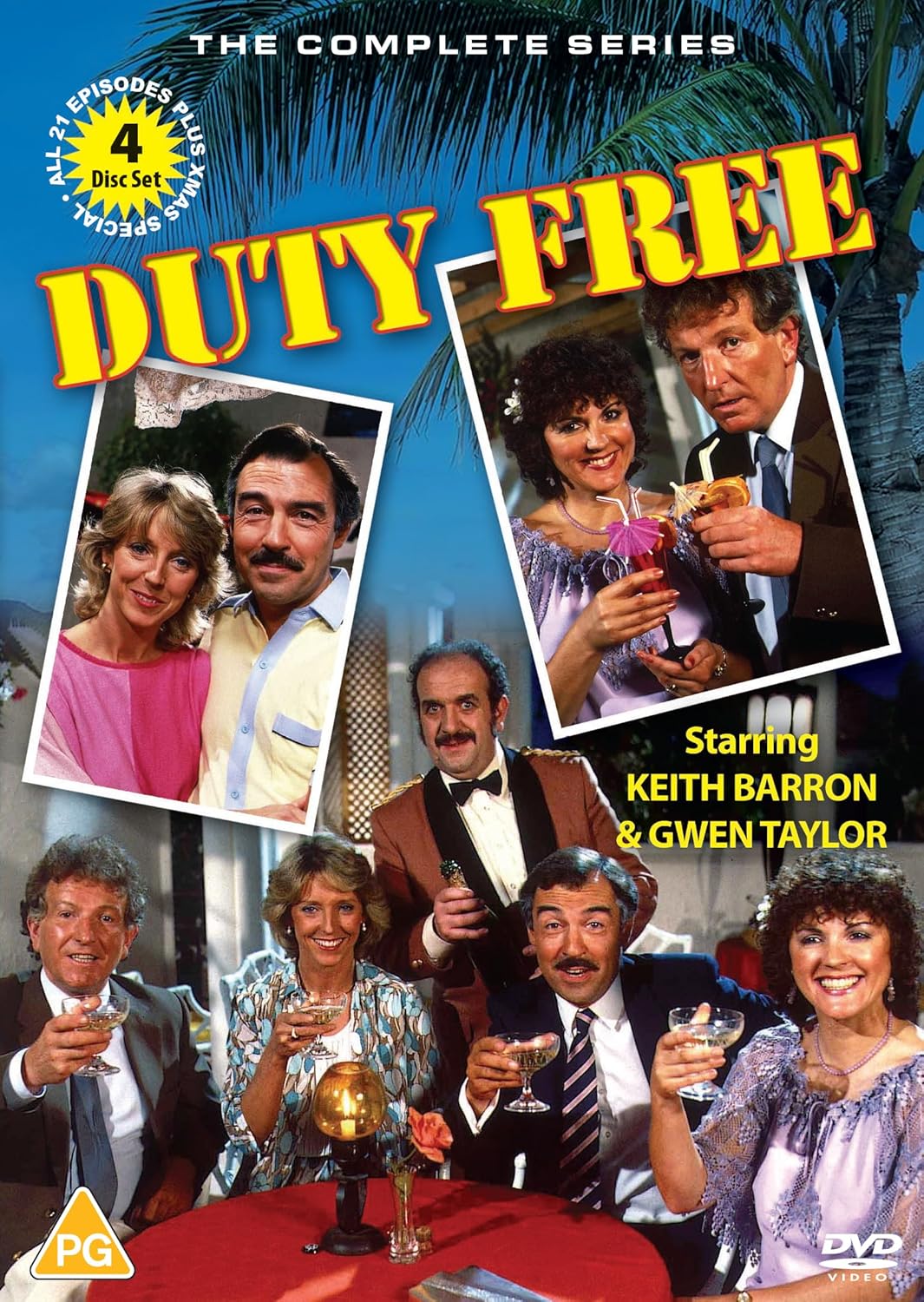DVD cover for British sitcom "Duty Free" featuring cast photos.