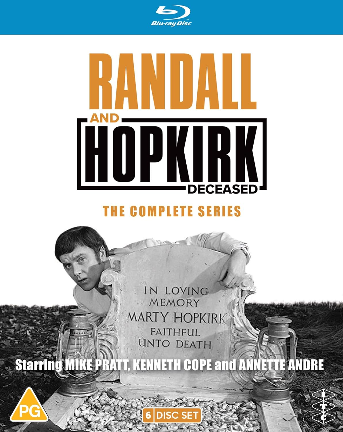 Randall and Hopkirk Deceased" Blu-ray cover featuring a man beside a tombstone.