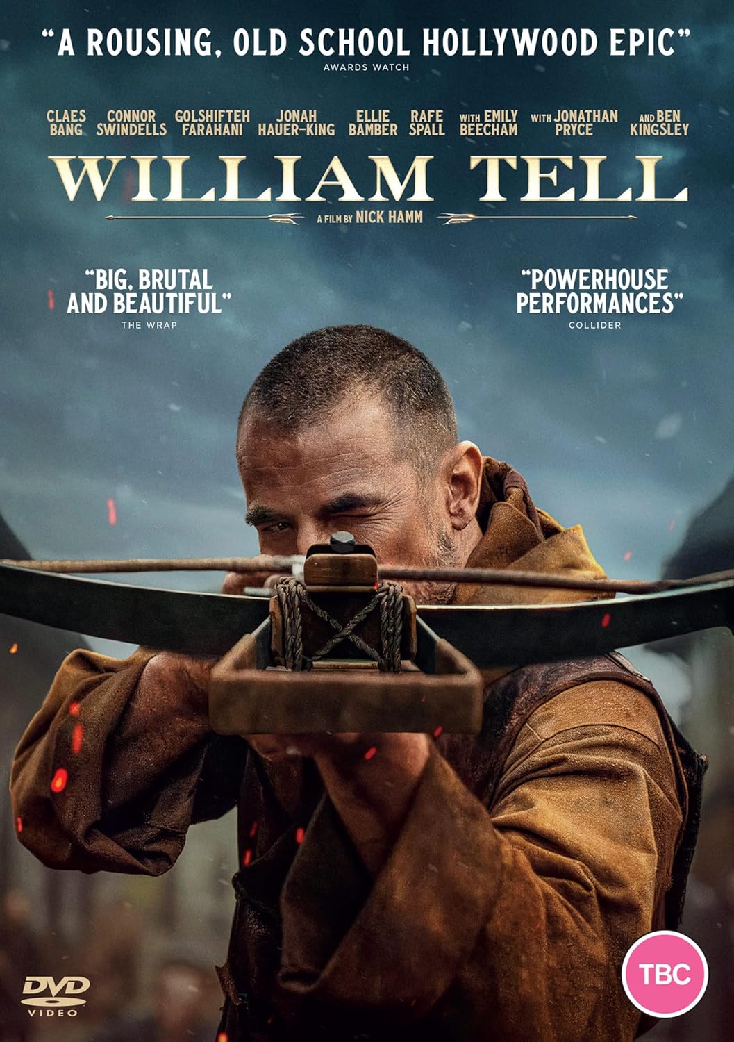 DVD cover for "William Tell" featuring a man aiming a crossbow.