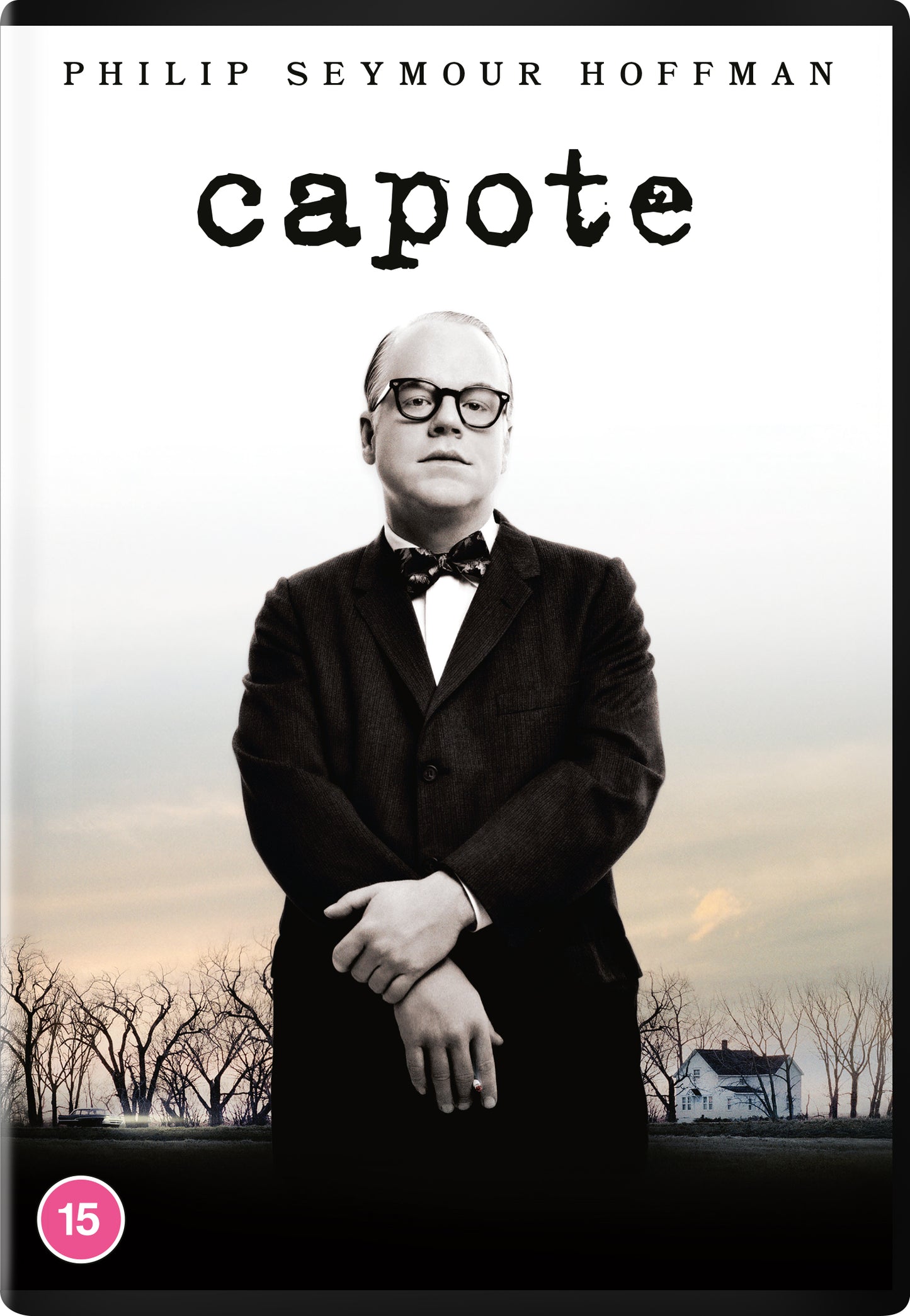 DVD cover for “Capote” featuring Philip Seymour Hoffman in character.