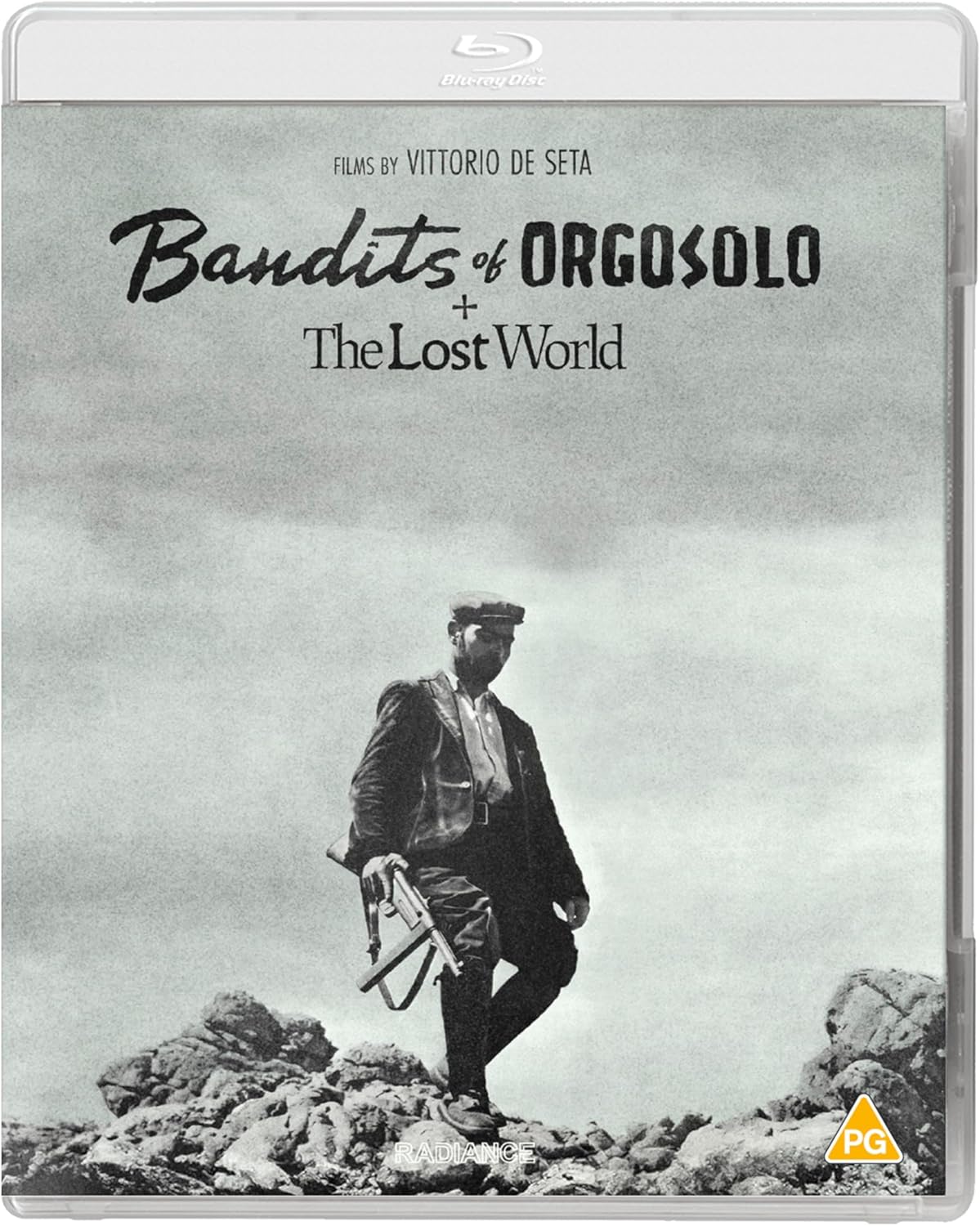 Blu-ray cover for "Bandits of Orgosolo" featuring a man with a rifle.
