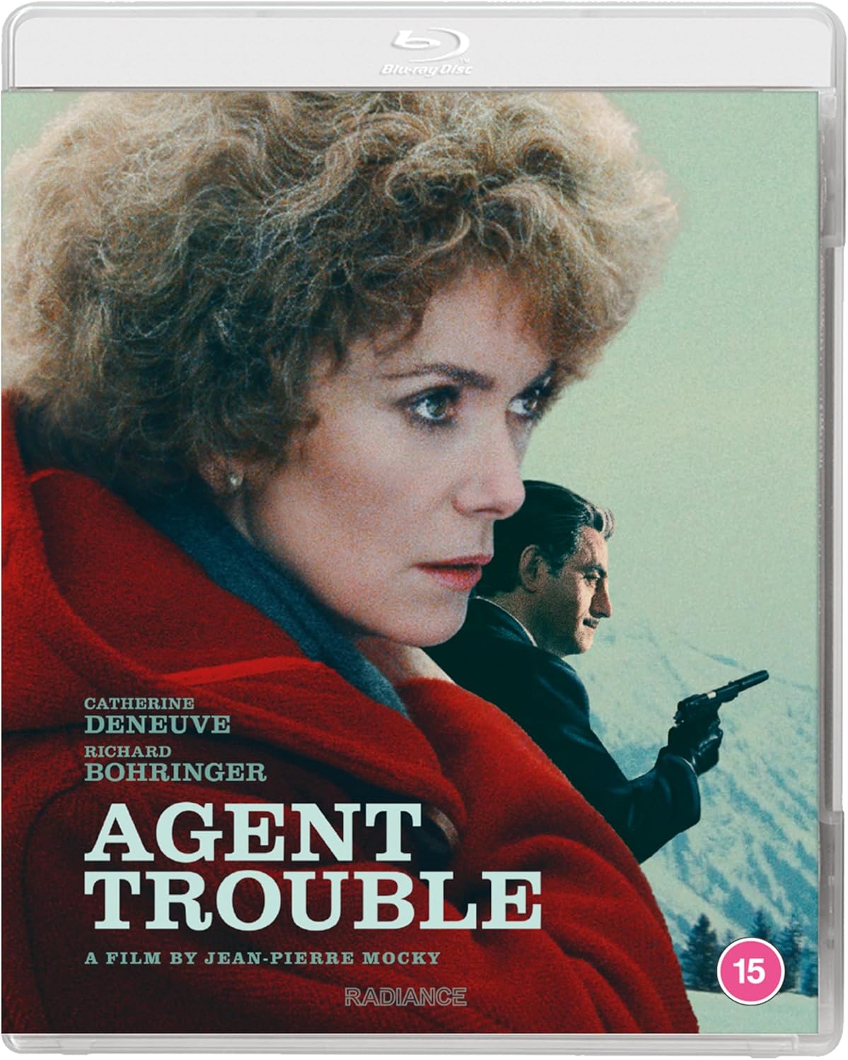 Blu-ray cover for "Agent Trouble" featuring Catherine Deneuve and Richard Bohringer.