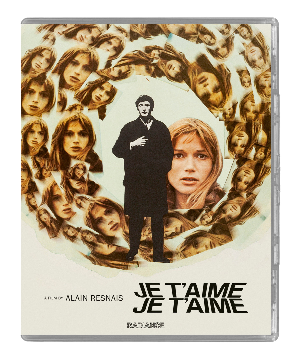 Blu-ray cover for “Je t’aime, je t’aime” featuring faces and a man in black.