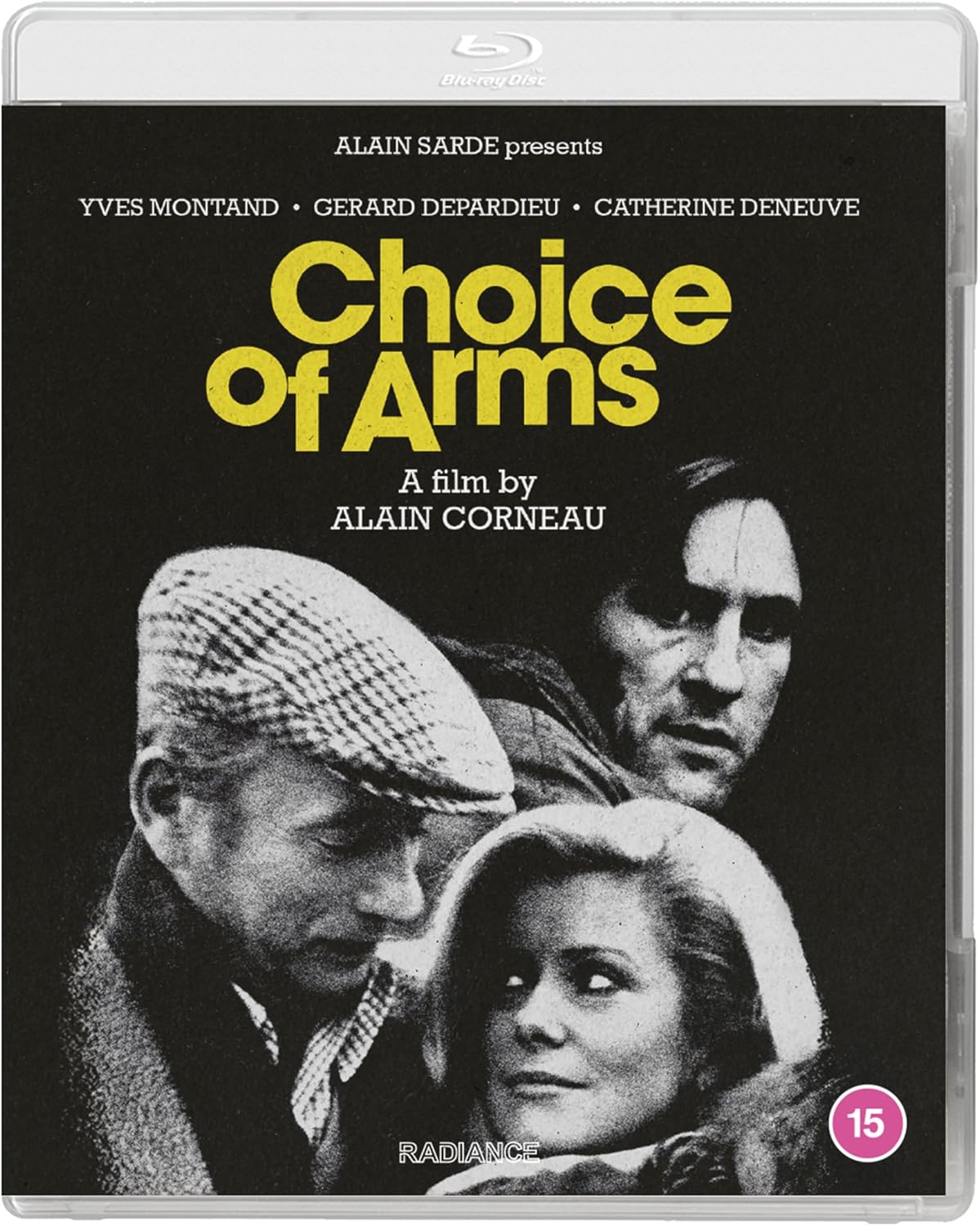 āChoice of Armsā Blu-ray cover with two figures embracing, black and white.