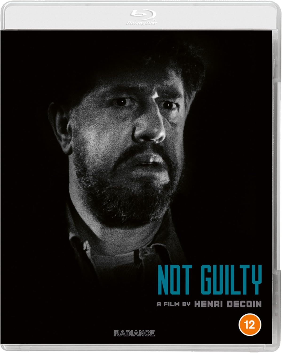 Not Guilty" Blu-ray cover featuring a black and white portrait of a man.