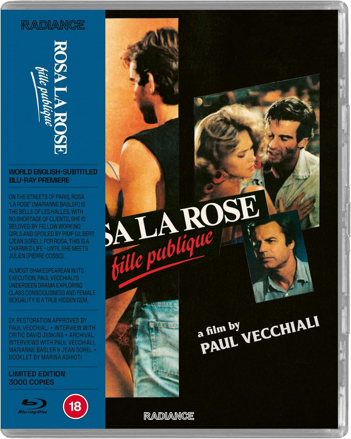 Blu-ray cover for Rosa la Rose featuring film stills and a blue side spine.