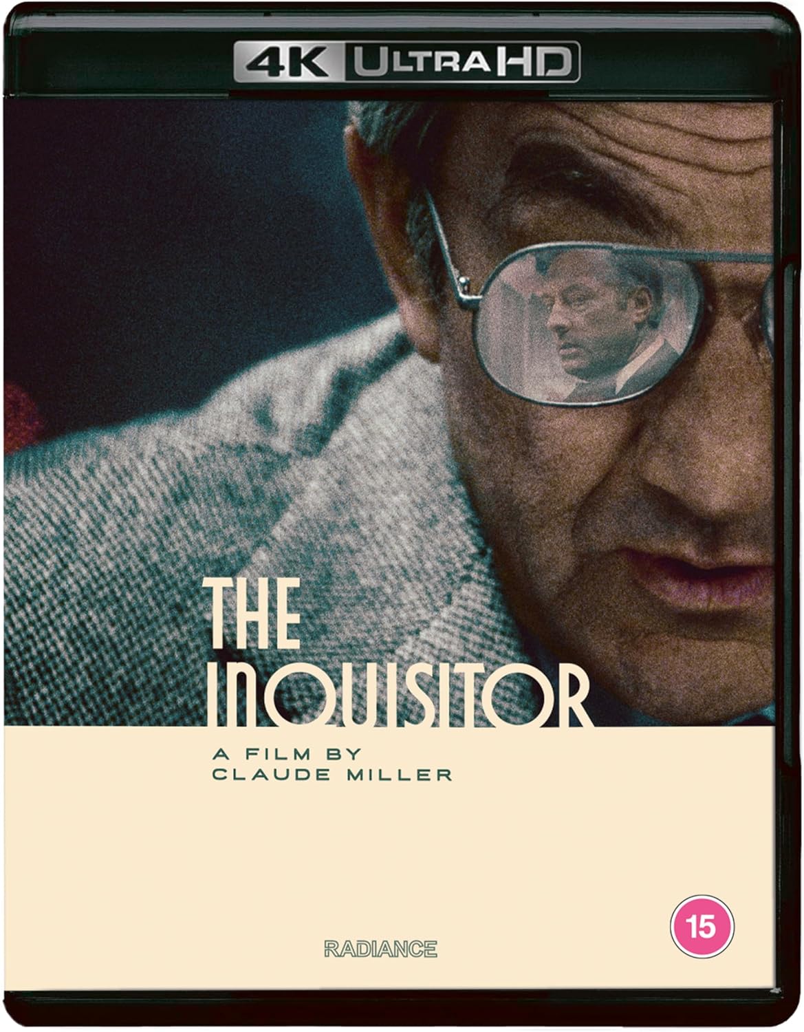 Blu-ray cover for "The Inquisitor" featuring a man in glasses.