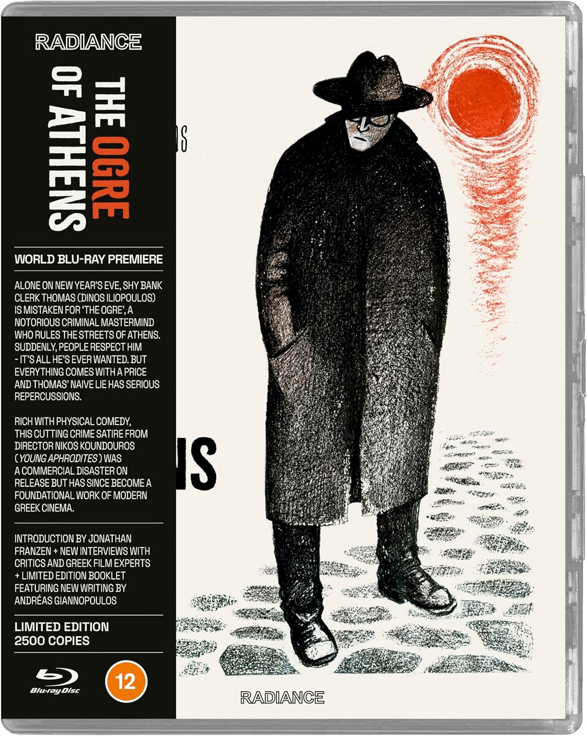 Blu-ray cover for "The Ogre of Athens" featuring a man in a hat and suit.