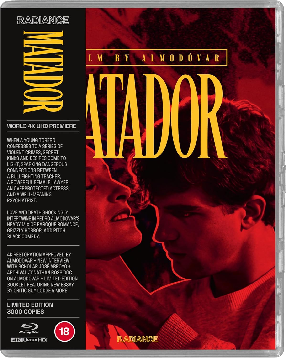 “Matador” 4K UHD & Blu-ray cover with bold red title and black background.