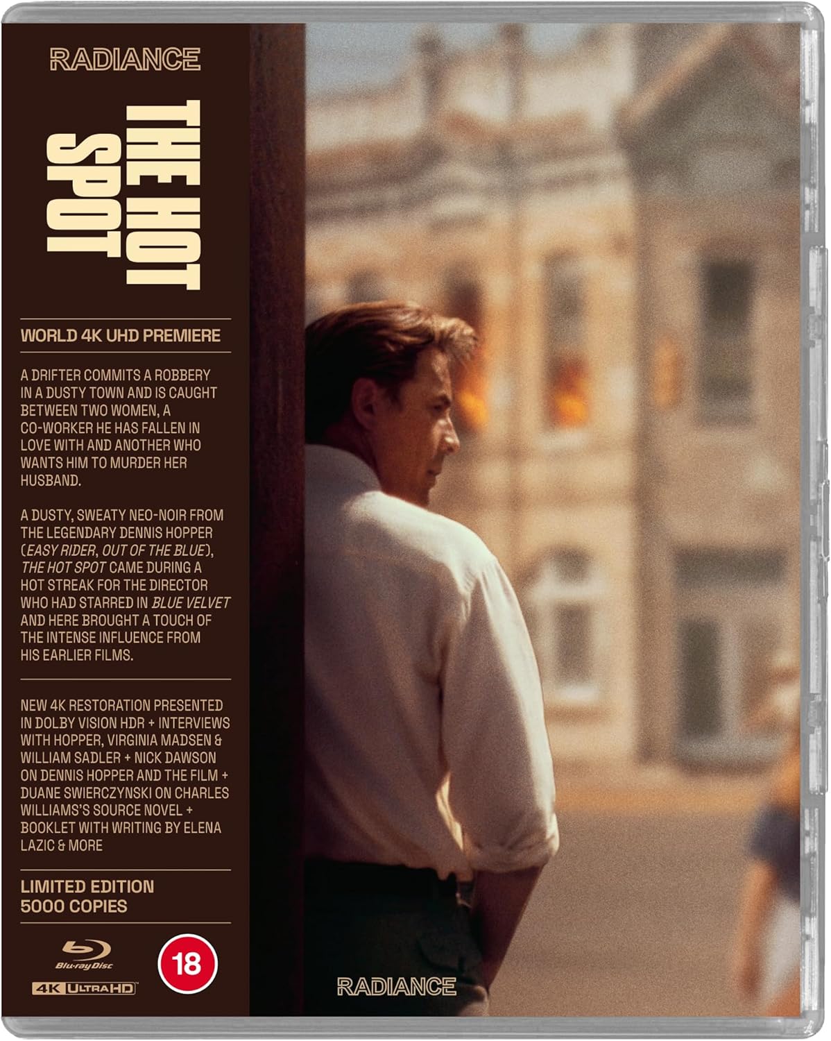 “The Hot Spot” Blu-ray cover featuring two figures in a desert landscape.