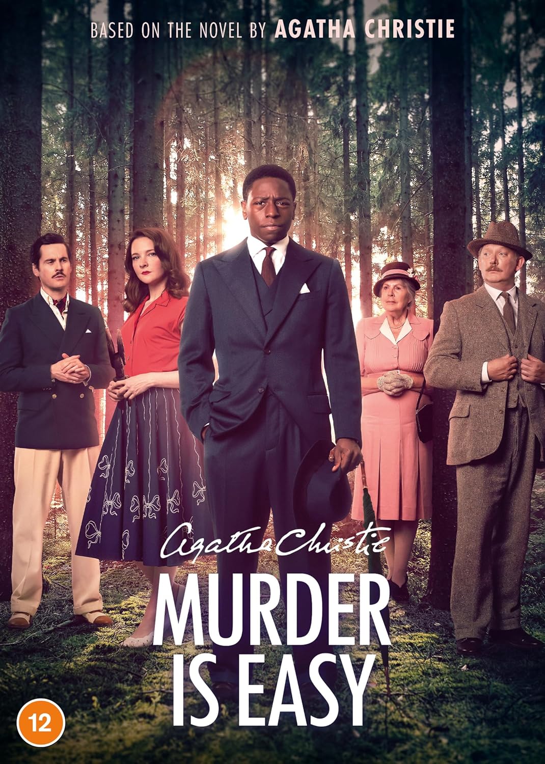 DVD cover for "Murder Is Easy" featuring a group of people in a forest.