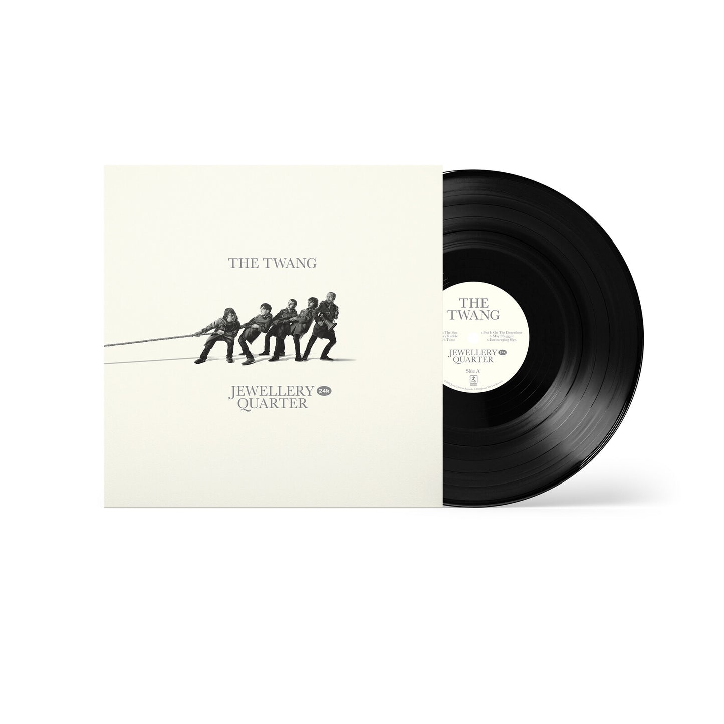 Vinyl record of The Twang’s “Jewellery Quarter” with band image on cover.