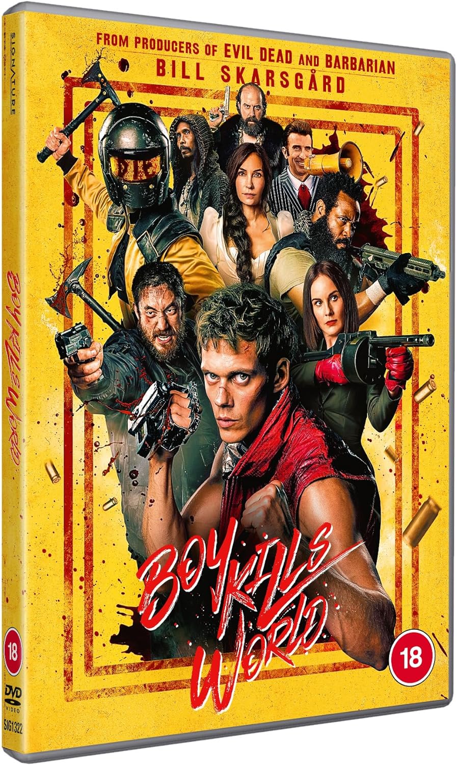 DVD cover for "Boy Kills World" featuring a young man and armed figures.