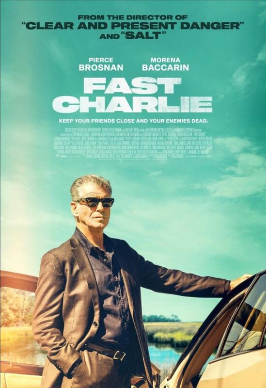 “Fast Charlie” DVD cover featuring Pierce Brosnan in sunglasses and a jacket.