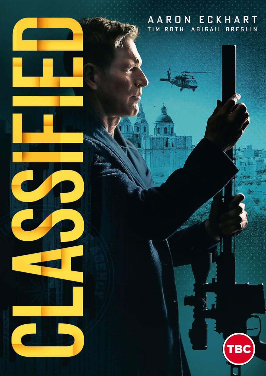 DVD cover for "Classified" featuring Aaron Eckhart and a cityscape.