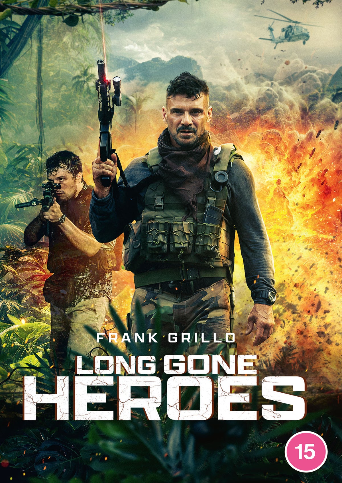 DVD cover for "Long Gone Heroes" featuring Frank Grillo in combat.
