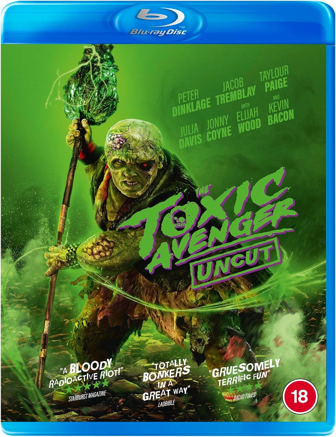 Blu-ray cover for "The Toxic Avenger" featuring a mutated, green superhero.