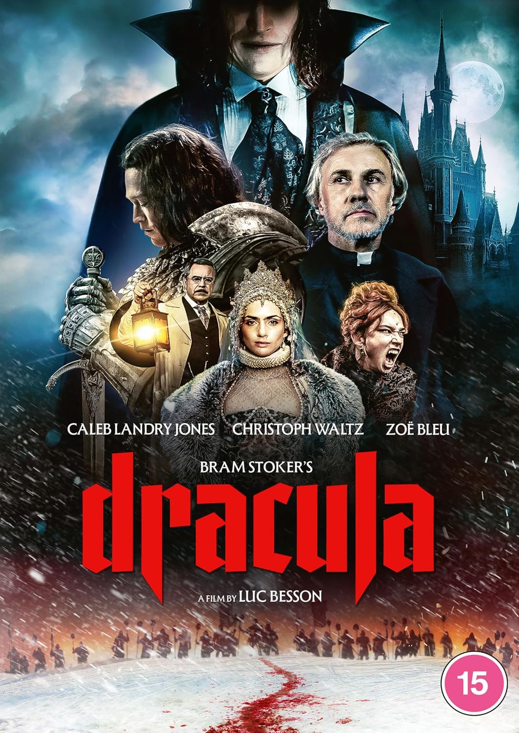 DVD cover for Bram Stoker's Dracula featuring multiple actors, a castle, and snowy landscape.