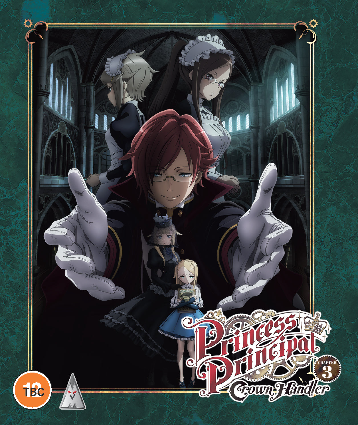 Anime Blu-ray cover featuring four female characters in Victorian-era attire.