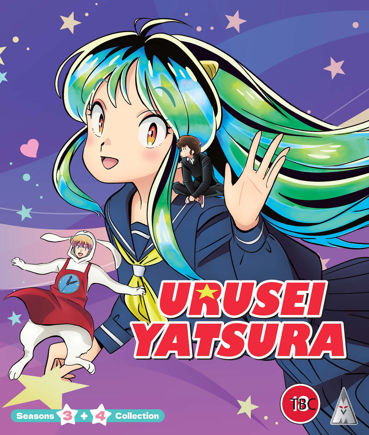 Anime cover art featuring green-haired girl, boy, and a red demon-like character.