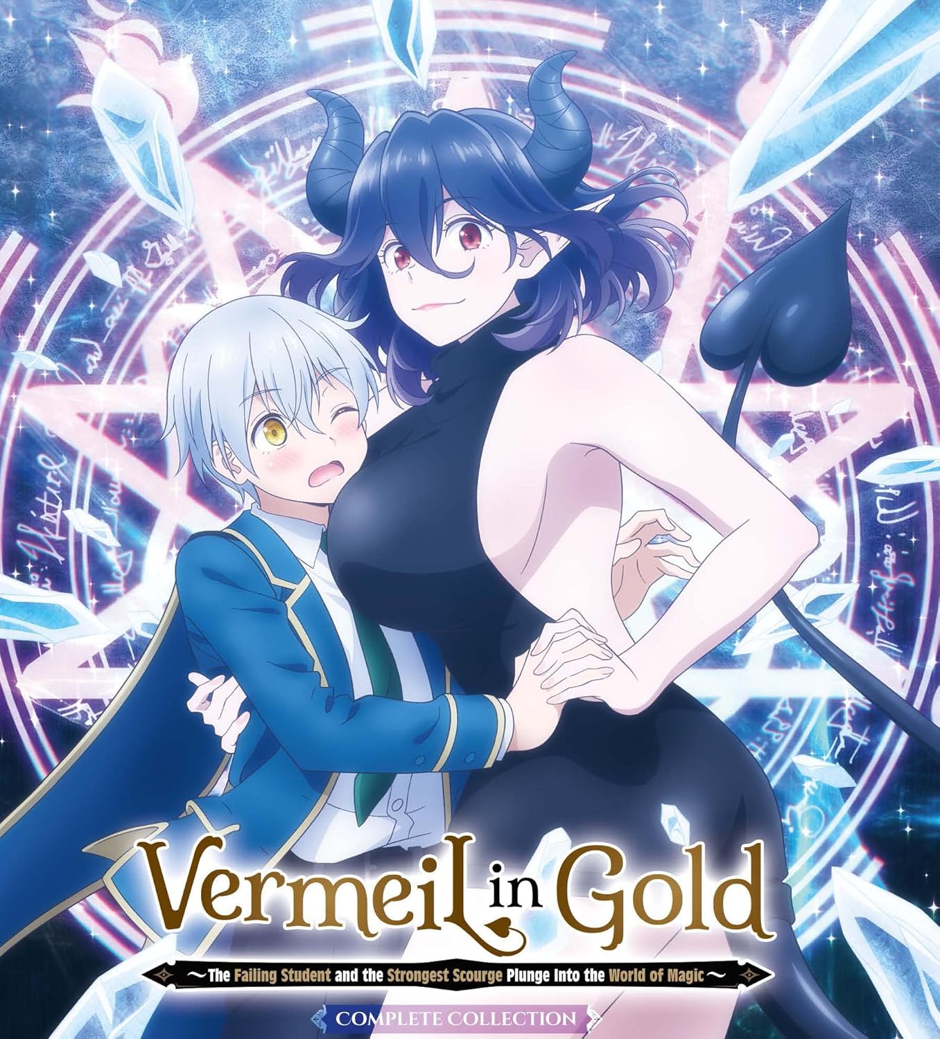 Anime Blu-ray cover featuring two characters with magical circles and text.