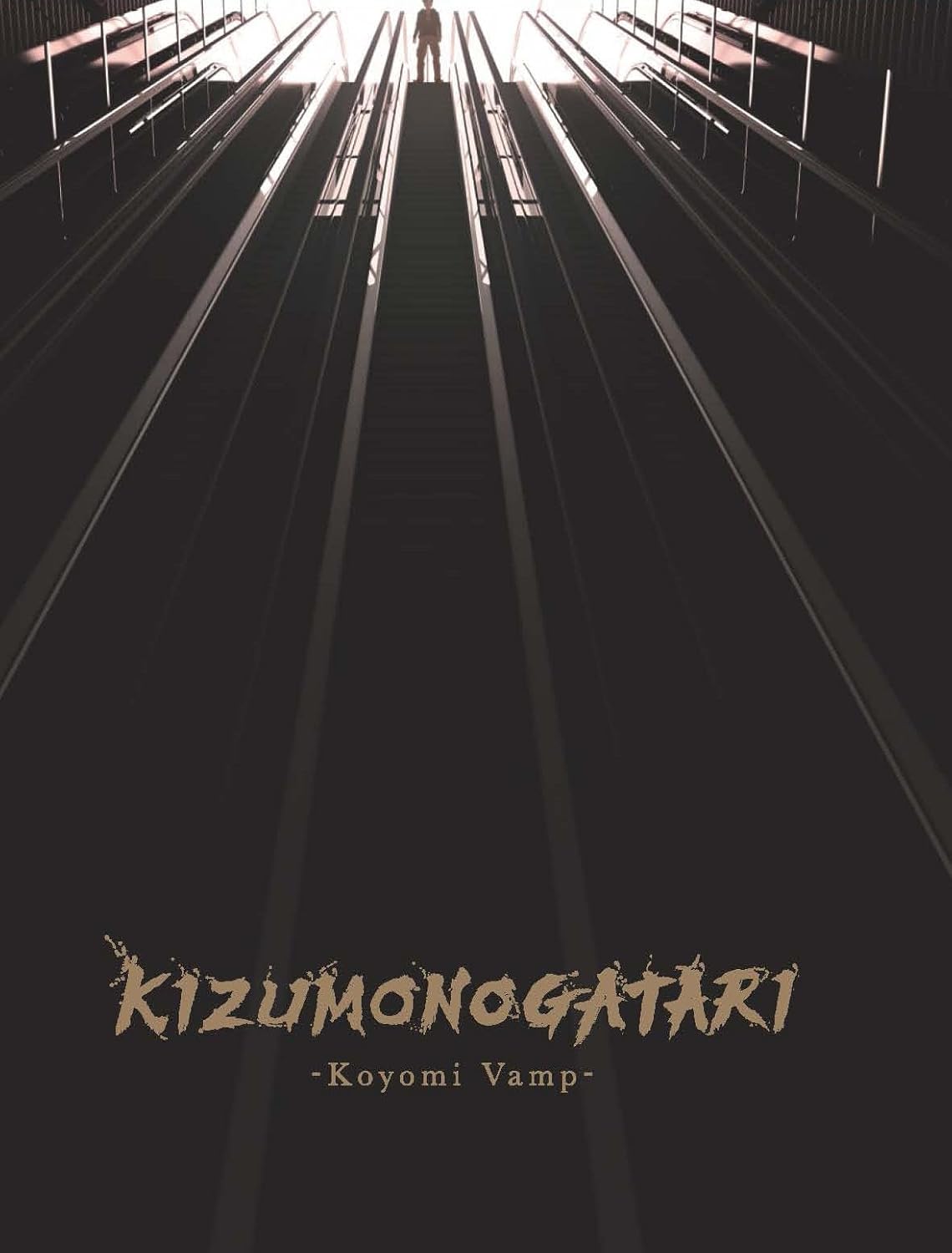 Dark escalator scene with title “Kizumonogatari: Koyomi Vamp” at bottom.