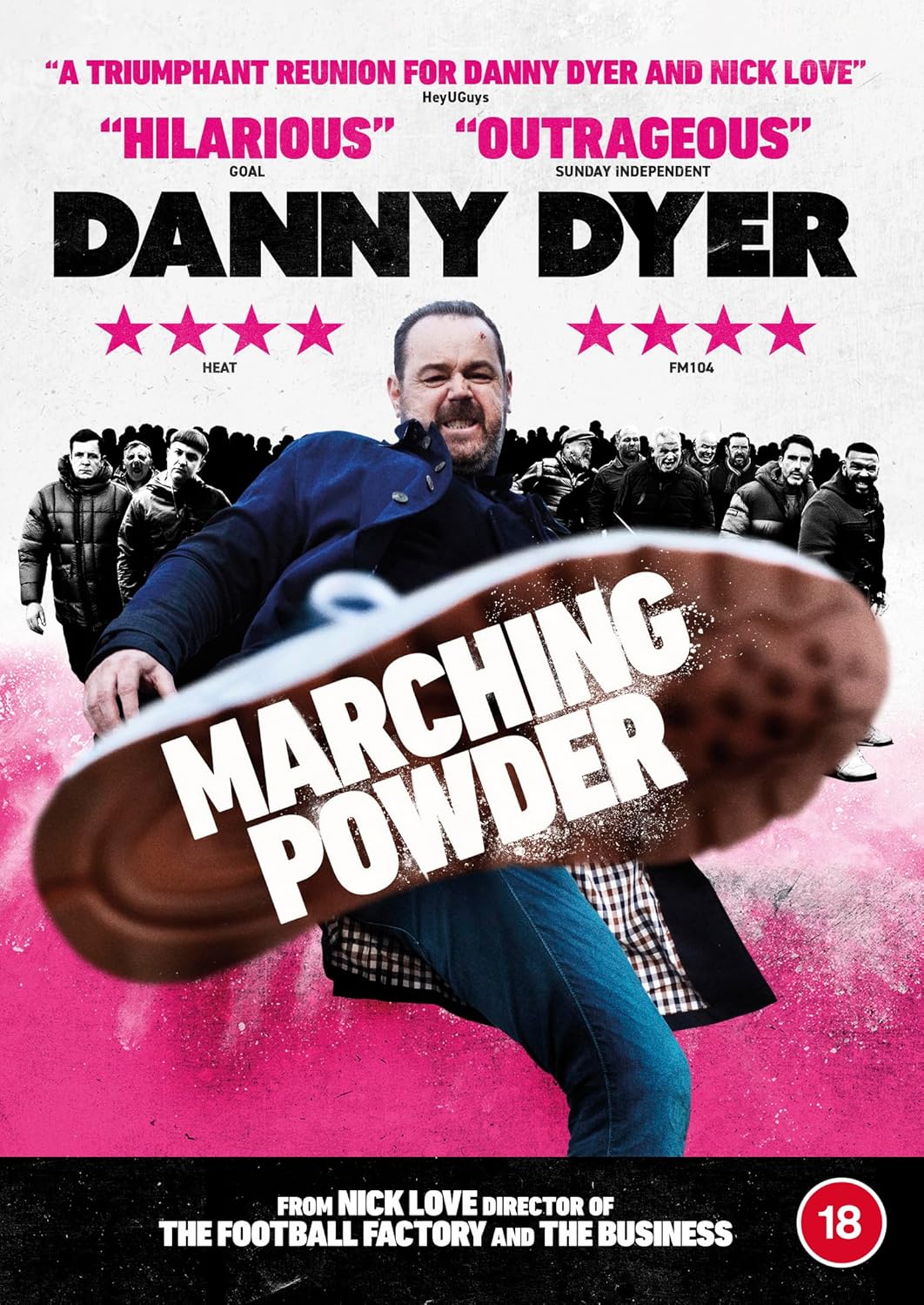 DVD cover for "Marching Powder" featuring Danny Dyer in blue clothing.
