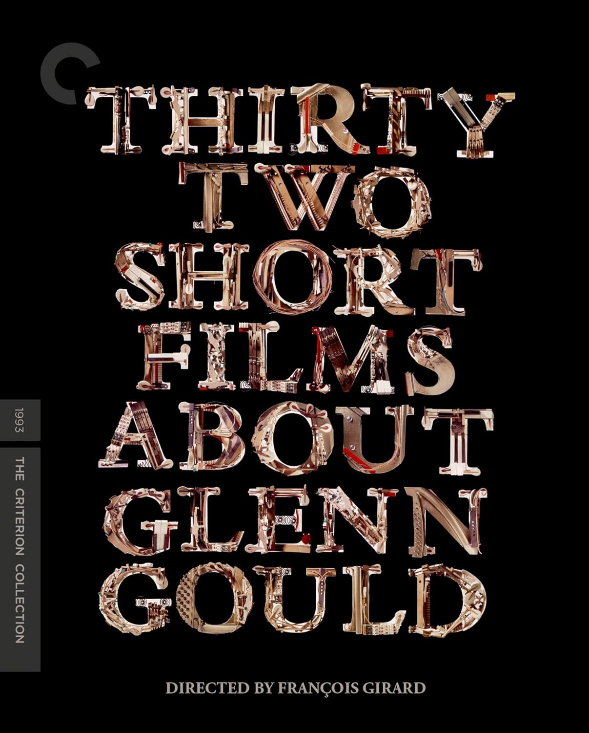 Blu-ray cover for "Thirty Two Short Films About Glenn Gould," black background.