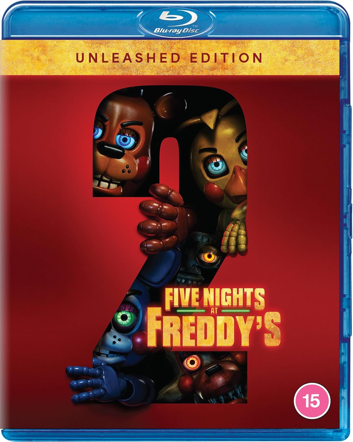 Five Nights at Freddy's 2 Blu-ray case featuring animatronic characters inside a large number two.