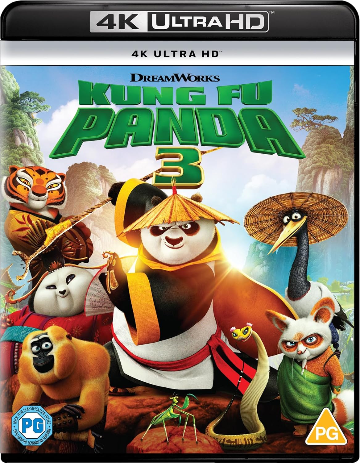 Kung Fu Panda 3 4K UHD Blu-ray cover with Po and friends.