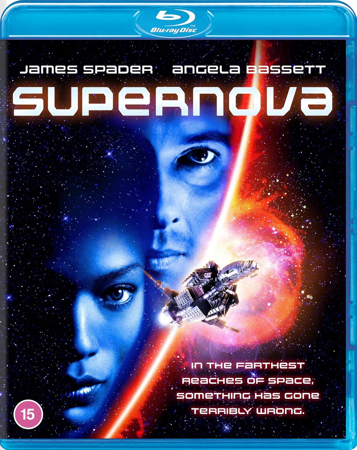 Supernova" Blu-ray cover featuring James Spader’s face and a spaceship.
