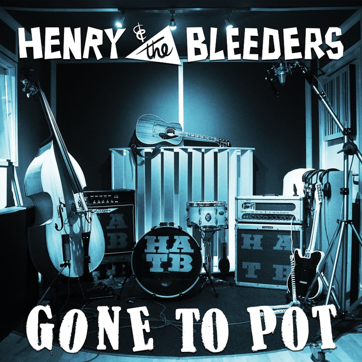 Album cover for Henry And The Bleeders’ “Gone To Pot” with instruments.