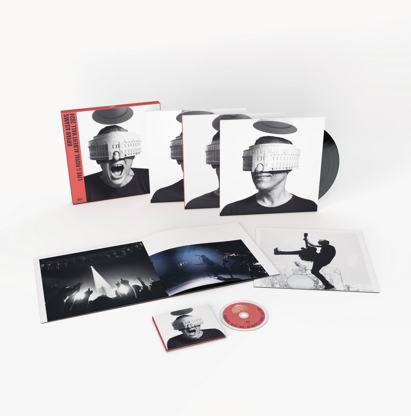 Bryan Adams live album vinyl set with photos and a CD.