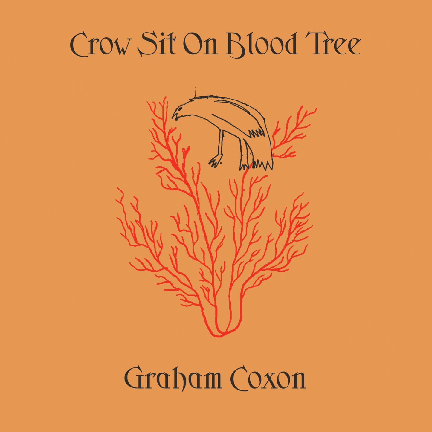 Album cover: orange background with a black bird and red branches.