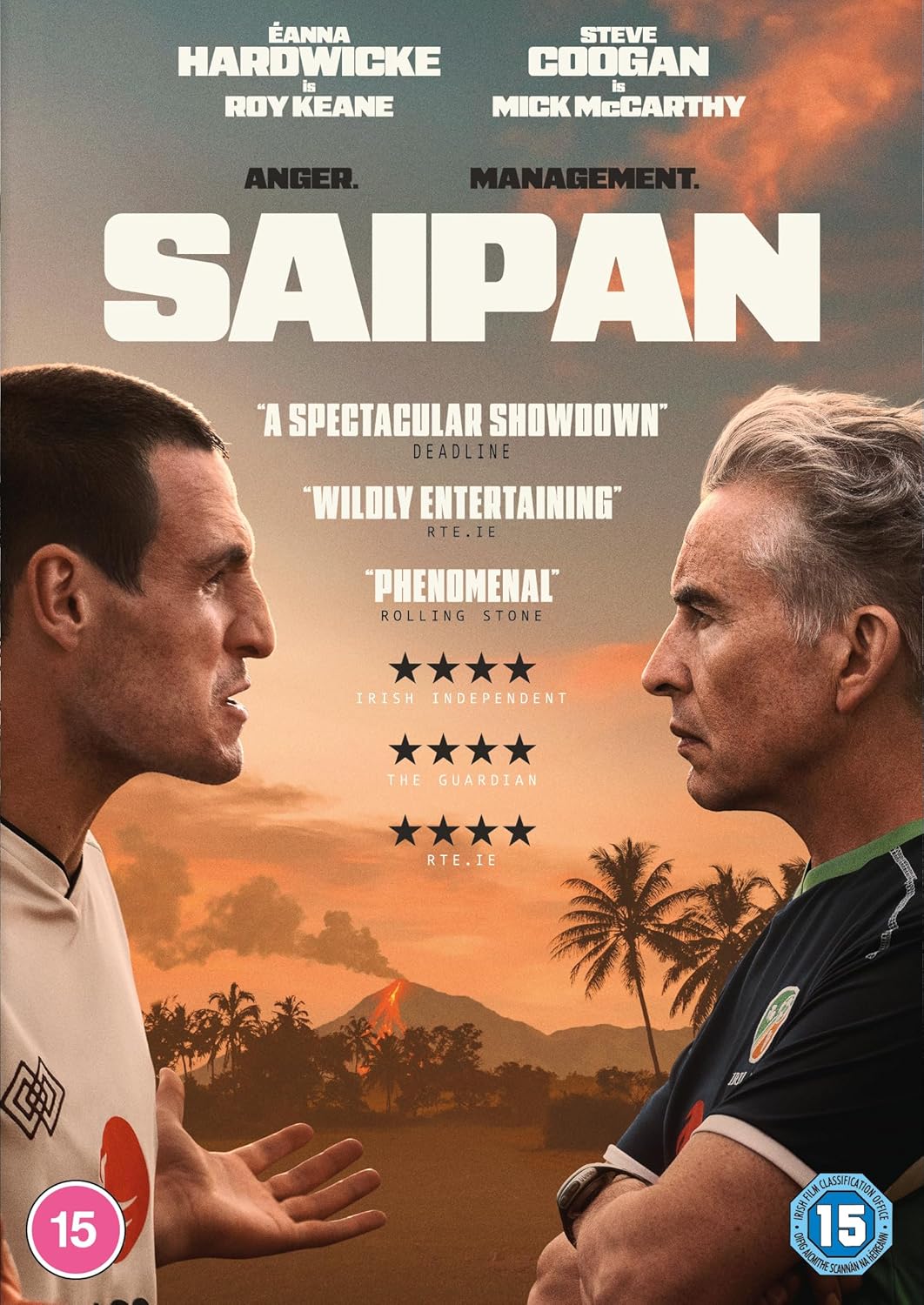 DVD cover art showing two men facing each other against a tropical volcanic background.