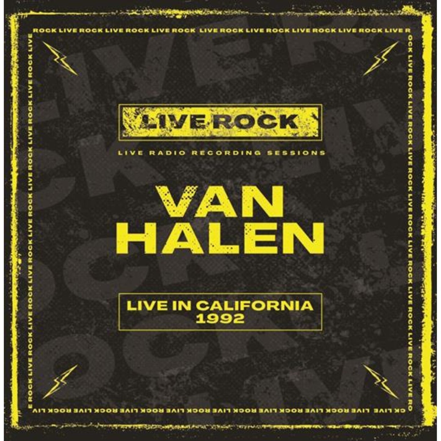 Van Halen "Live In California 1992" vinyl record cover, yellow text on black.