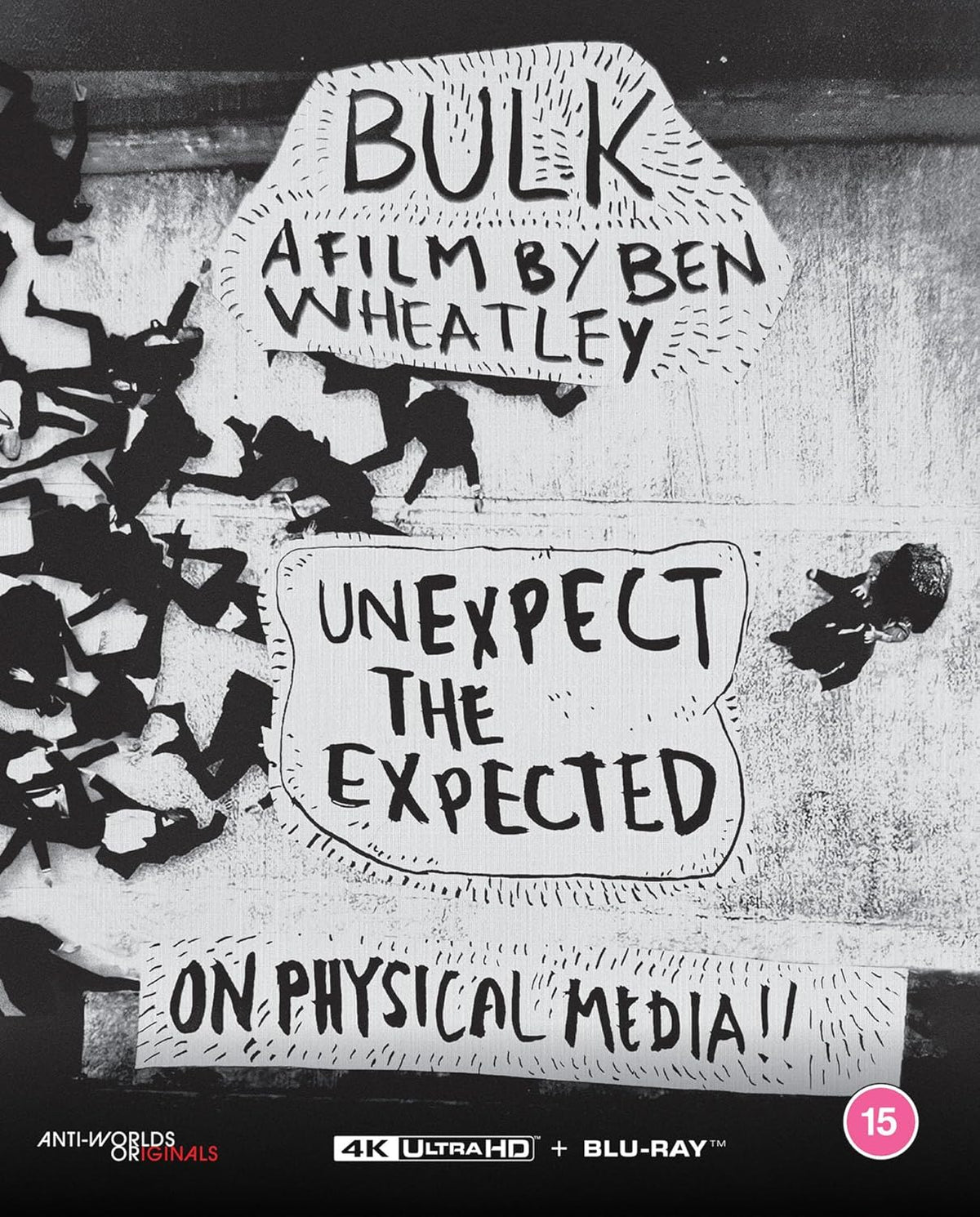 Black and white Blu-ray cover for the film "Bulk" with graffiti-style text.