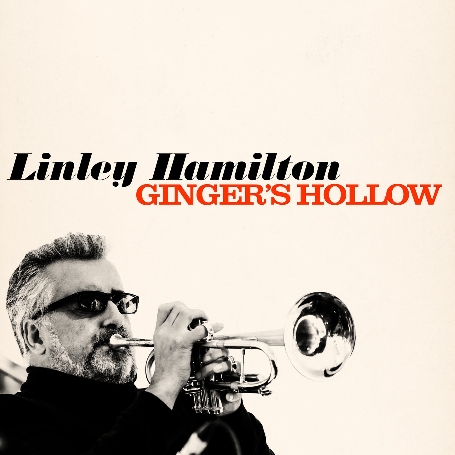 Linley Hamilton album cover featuring a portrait of the musician with a trumpet.
