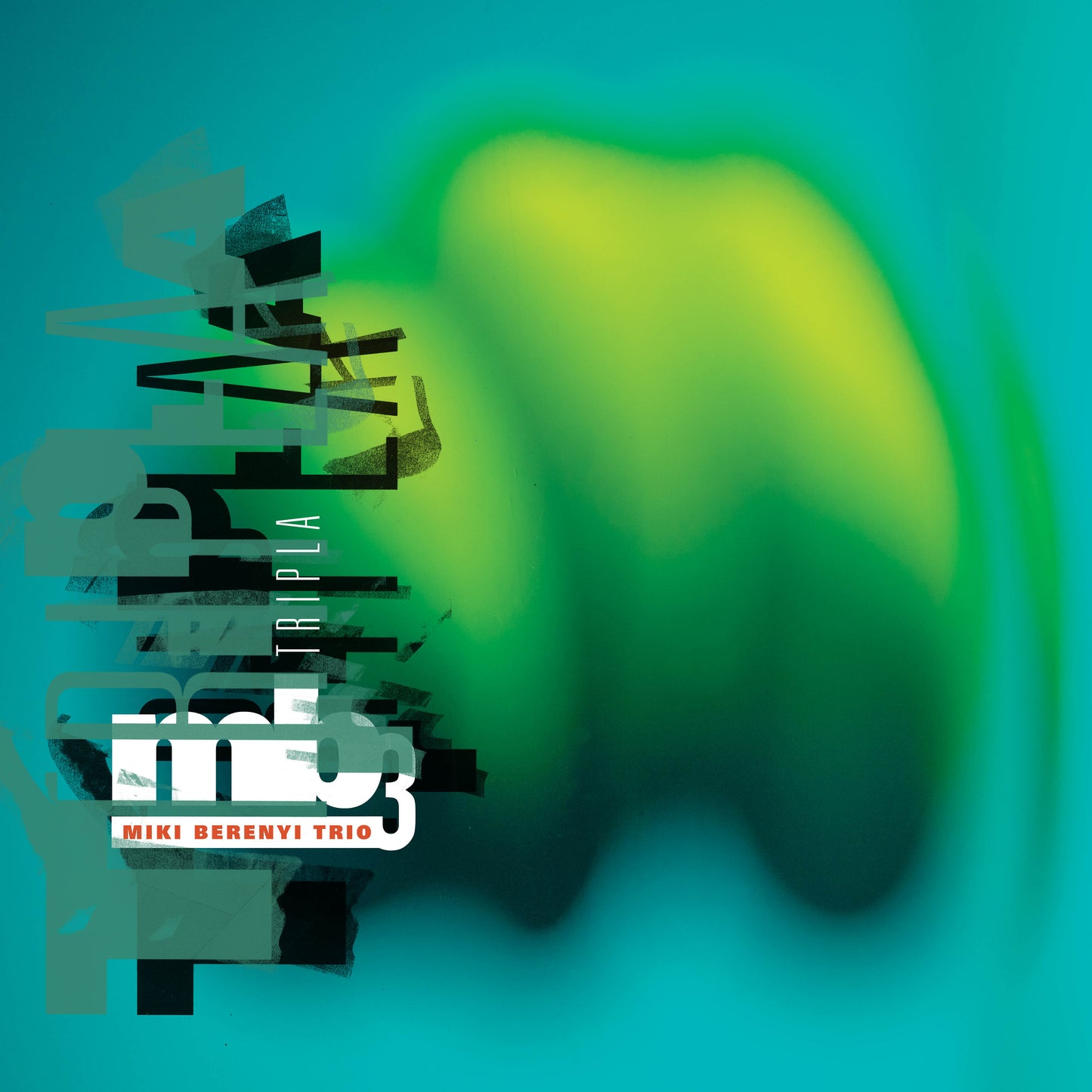 Album cover for "Tripla" with abstract green and blue paint strokes.