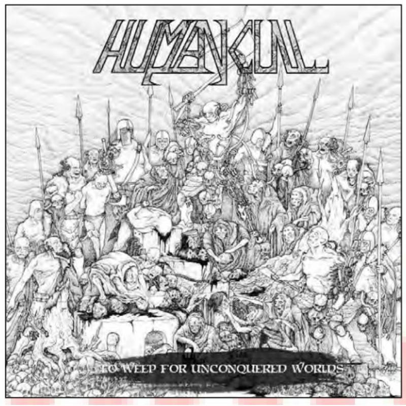 Black and white album cover depicting a chaotic battle scene with many figures.