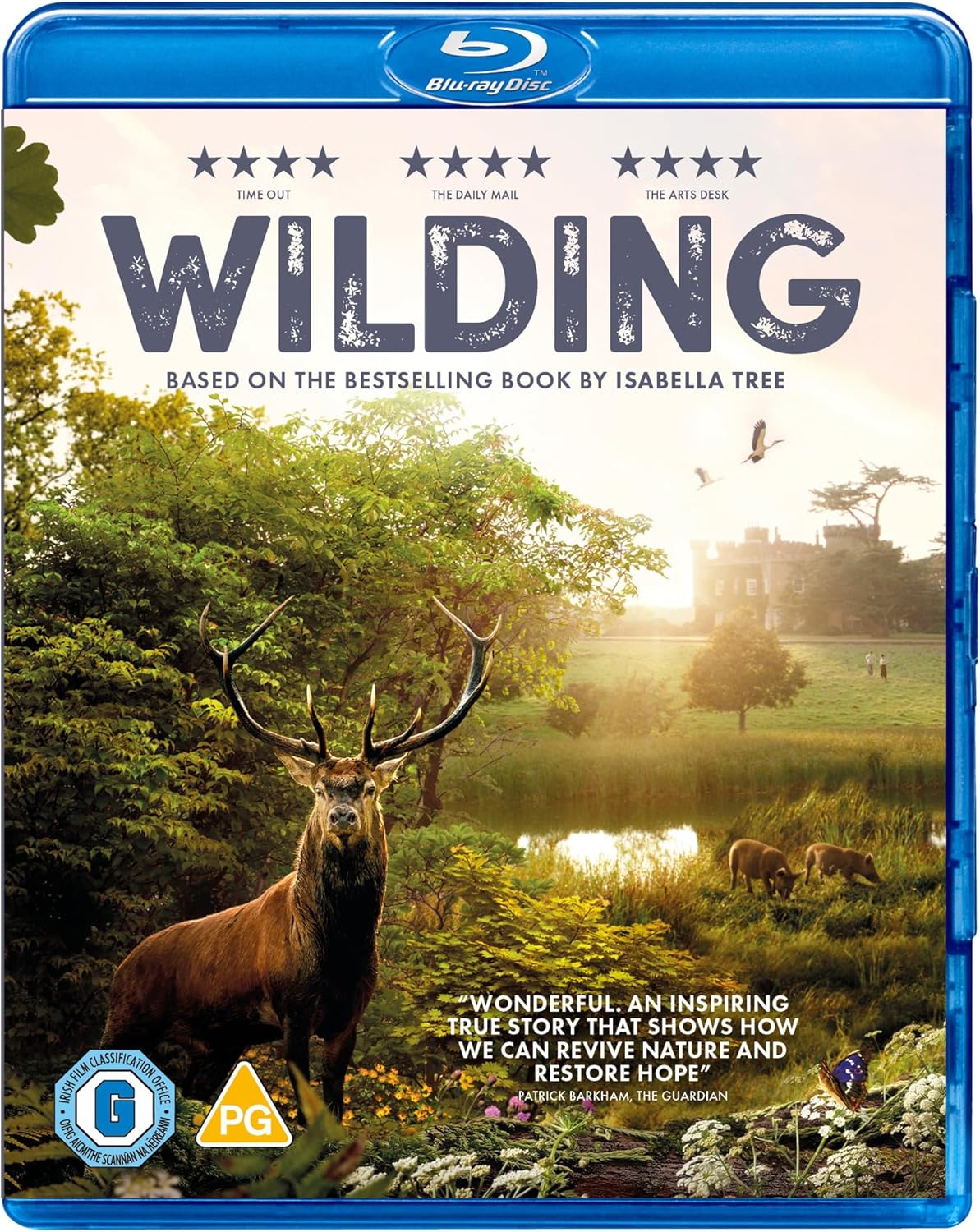 Blu-ray cover for "Wilding" featuring a stag in a green field.