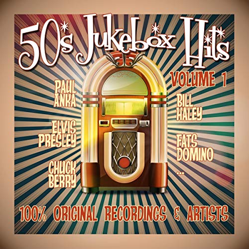 1950s jukebox album cover with retro design and artist names.