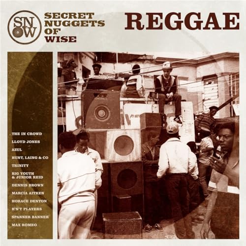 Reggae album cover featuring a group of people with large speakers.