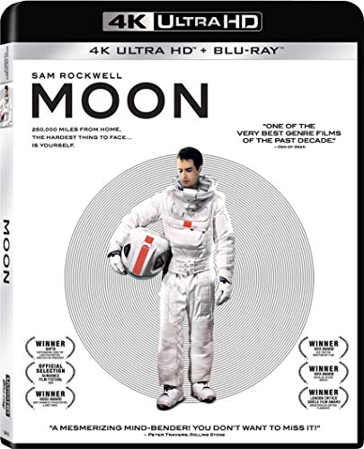 Moon" Blu-ray cover featuring Sam Rockwell in a spacesuit holding a helmet.