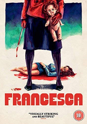 Movie poster for "Francesca" showing a woman holding a doll over a body.