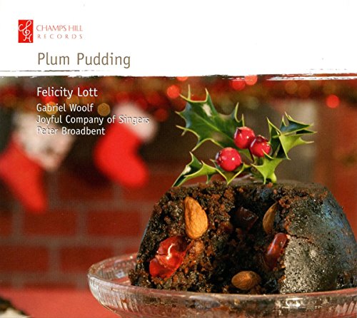 CD cover with plum pudding, holly, and text “Plum Pudding” and “Felicity Lott.”