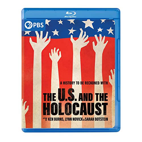 Blu-ray cover for "The U.S. and the Holocaust" documentary, with hands reaching up.