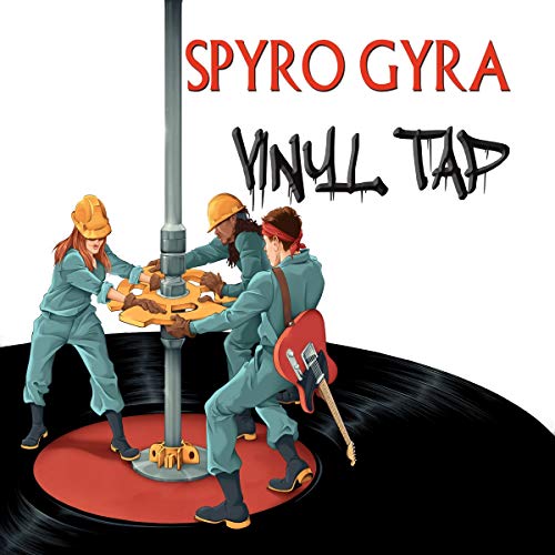 Spyro Gyra "Vinyl Tap" album cover with workers around a record.